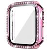 Obastyle Custodia per Apple Watch Series 8/7 Glitter Diamante, Cover Rigida e Pellicola Protezione per iWatch 38/40/41/42/44/45mm, Sensibile Touch, Donna e Ragazza (41MM, Rosa)