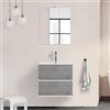 Inbagno Mobile Bagno sospeso con lavabo in Ceramica e Specchio, cassetti e Ante a Chiusura rallentata, 3 colorazioni Disponibili (60 cm 2 cassetti, Grigio Cemento)