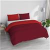 Italian Bed Linen Set Copripiumino 100% Cotone Natural Color, Made in Italy - Parure Copri Piumino - Sacco Piumone 250x200 cm con Doppia Patella e Federe Cuscino, Matrimoniale, Bordeaux/Rosso
