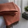 Linen & Cotton Plaid di Lusso Molto Caldo Morbido, Coperta Copriletto Copridivano con Frange Paris - 100% Pura Lana Nuova Zelanda, Marrone Rosa Corallo (140 x 200 cm) Per Sedia Divano Letto Singolo
