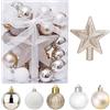 Winwild Set 30 pezzi Mini palline di Natale con gancio, 3 cm piccole bianche e dorate, Decorazioni per l'albero di Natale da tavolo