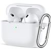 Easuny Custodia per AirPods PRO 2/1 (2022/2019) - Silicone Cover per AirPods PRO 2nd/1st Case, Antiurto Protezione Cover Compatibile con AirPods PRO Seconda Generazione, con Moschettone, Bianca