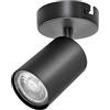 KYOTECH Faretti da soffitto orientabili a 1 luci Plafoniera LED Attacco GU10,Per 1 lampadine GU10 non incluse, Lampadario moderno per Camera Faretti Orientabili Parete Lampadine Nero Opaco