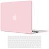 TECOOL Cover compatibile con vecchio MacBook Air 13 Pollici 2017-2010 (A1466 1369), Custodia Rigida Protettiva Sottile in Plastica Superficie Opaca e Copritastiera UE, Rosa