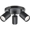 KYOTECH Faretti da soffitto orientabili a 3 luci Plafoniera LED Attacco GU10,Per 3 lampadine GU10 non incluse, Lampadario moderno per Camera Faretti Orientabili Parete Lampadine Nero Opaco