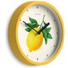 Jones Clocks® Fruit Orologio a parete | Piccolo orologio tondo | 20cm | Giallo | Quadrante illustrato botanico a limone | Ideale per cucina e sala da pranzo.