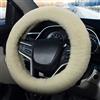 Pahajim Coprivolante Auto Peloso, Telescopico Copri Volante Copristerzo Peluche Coperchio Comodo Copertina in Peluche per Inverno (Bianco crema)