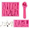 CTForest 3 Pezzi Stampi In Silicone Fondente, 3D Strumenti Duri In Silicone, Stampo Per Torte Chiave, Adatto Per Fare Torte(Rosa)