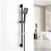 EMKE Set doccia con asta doccia 85 cm + doccetta con tubo da 150 cm + supporto per sapone, set doccia per bagno, colonna doccia, set doccia nero