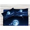 BiancheriaWeb Parure Copripiumino Coppia Federe Letto 100% Cotone Sogni d'oro Disegno Luna Coppia Federe Luna