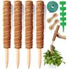 AMZMUKAUP 4 Pezzi Palo Totem in Fibra di Cocco, Ostegno Piante Rampicanti Bastone Muschiato Cocco Muschio Palo Totem in Cocco di Supporto per Piante per Pianta Monstera Deliciosa, 40CM