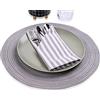 mon bijou® Set 6 Tovaglioli di Stoffa a Righe Grigio Bianco 45x45 cm - 100% Cotone Lavabili a 60 °C - Riutilizzabili ed Eleganti - Ideali per Tavola Natale Pasqua Matrimonio Cucina
