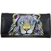 Anna by Anuschka Women's Hand Painted Leather Multi Pocket Wallet, Portafogli Donna, Denim Paisley, Einheitsgröße