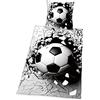 Herding Biancheria da letto da calcio 3D, federa circa 80 x 80 cm, copripiumino circa 135 x 200 cm, con cerniera facile da usare, 100% cotone, Renforcé