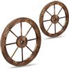 Relaxdays Ruota di Carro Vintage in Legno, Set da 2, Decorazioni per Giardino da Appendere, da Esterno, Western, Marrone