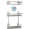 MerCie Mensola per Doccia a 3 Piani in Alluminio (A Prova di RUGGINE) Senza Foratura (Adesivi Super Resistenti). Cestello portaoggetti da Parete per Montaggio al Bagno. Forma Rettangolare