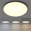 K-Bright Plafoniera LED 48W, Lampada a Soffitto 4320LM | Funzione di memoria | dimmerabile 3000K/4000K/6500K Plafoniera Moderna per Soggiorno corridoio camera da letto bagno Ø50cm (Nero)