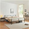[en.casa] Struttura Letto Matrimoniale King Size 180x200 cm con Testiera e Pediera Letto Doppio 2 Piazze Stile Industriale in Acciaio - Nero