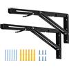YUMORE Staffe Pieghevoli per Mensole 400mm,YUMORE Reggimensola Pieghevole Nero Supporti per Mensole Pesanti Tavolo da Parete Salvaspazio fai-da-te Staffe Triangolari, Carico Massimo 150kg, [2 Pezzi]