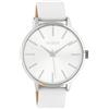 Oozoo Orologio da donna con cinturino in pelle, 42 mm, argento/bianco C10610
