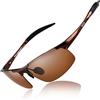 DUCO Occhiali da sole polarizzati uomo Occhiali sportivi Occhiali per la guida telaio in metallo 8177S (Lente marrone con montatura marrone)