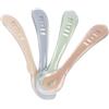 BÉABA - Cucchiai in Silicone per Neonati e Bambini - Set da 4 - Cucchiaini Bebé per lo Svezzamento - 2a infanzia - Flessibile - Punta arrotondata - Manico Ergonomico - verde e grigio
