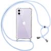 Pnakqil Cover per iPhone 11 con Cordino, Trasparente Custodia con Laccio Tracolla Cellulare Girocollo Collana Protettiva per iPhone 11 6.1 Pollici, Viola