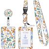 KHDULQ Porta Badge Tesserino da Collo Lanyard Cordino Adatto Per Telefoni Cellulari, Forniture Per Ufficio E Scolastiche (Motivo Fiore Arancione)