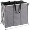 WENKO Portabiancheria Trio grigio mélange - Cesto portabiancheria Capacità: 130 l, Poliestere, 63 x 57 x 38 cm, Grigio