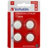 VERBATIM Micropile CR2016 - 3V - a pastiglia - litio - Verbatim - blister 4 pezzi (unità vendita 1 pz.)