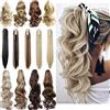 Silk-co Extension Clip Capelli Veri Claw on Ponytail Clip in Hair Coda di Cavallo Parrucca Ponytail Hair Extensions 45cm Riccio Nero scuro