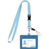 Vicloon PortaBadge, Porta Carte in pelle PU, Portabadge Collo con Slot per Schede Portafoglio, Cordino Porta Badge da Collo con la Cinghia del per Carta di Ufficio ID e Scuola (Azzurro)