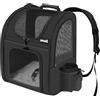 Pecute Zaino per Cani Gatti Trasportino, Zaino Portatile Traspirante con Tasche Frontali con Apertura in Rete, La spaziosità è perfetta per il trasporto di animali domestici,Nero
