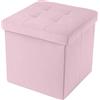 INTRECCI Pouf Contenitore Quadrato Rosa Imbottito In Velluto Pieghevole  38x38x38, Puffo Cassapanca Quadrato Per Libri Coperte Scarpe Giochi