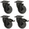 Proroll Ruote in gomma termoplastica nera, con piastra di montaggio, offerta set Proroll