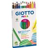 Mega pastelli colorati - esagonale da 9mm lughezza 18cm e mina Ø 5,5mm - Giotto - astuccio 12 colori