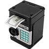 Coocnh Salvadanaio elettronico per banconote e monete, con inserto automatico, per banconote, cassetta di sicurezza, password, bancomat, regalo di compleanno per bambini,cartone animato (nero)