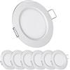 acegoo Faretti LED da Incasso 12V Camper Barca Lampada Soffitto Downlight Rotondo Plafoniera 3000K IP64 per Roulotte Furgone Cucina Bagno Cartongesso Mobile, Argento Bianco caldo 6 pezzi