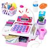 deAO Registratore di Cassa Giocattolo con Scanner, Microfono, Nastro e Lettore di Carta Set di Accessori per Negozi e Supermercati per Bambini Include Alimenti Giocattolo (Rosa)