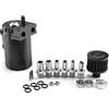 Aiuphing decanter vapori olio, Universale oil catch can, 300ml Alluminio recupero vapori olio motore, con filtro dell'aria, tubo flessibile e altri accessori (Nero)