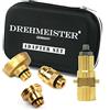 Drehmeister Set adattatori GPL M12 - Adattatore serbatoio Autogas Europa con custodia | Adattatori rifornimento GPL Europa M12/W21.8 - ACME Dish Bajonett EURO - ottone - filettatura ugello 12 mm - valigetta