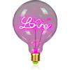 TIANFAN Lampadine Vintage Lampadina A LED 4W Dimmerabile Love Letter Lampadine Decorative 220/240V E27 Lampada Da Tavolo Casa Pink