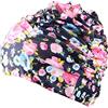 Laluky Cuffia da nuoto per capelli lunghi, cuffia regolabile elasticità, cappello da nuoto da donna, in tessuto alla moda, attrezzatura da nuoto per adulti, uomini e donne, adolescenti (fiore nero rosa)