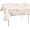 SaRani Tovaglia da Tavola in Cotone 6 POSTI, Copritavola Rettangolare a Fantasia Floreale Damasco Fiori Beige (135 x 180 cm)