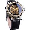 FORSINING Winners Vintage Orologi meccanici, Incisione di Diamanti e Fiori, Uomini Classico Manuale Scheletro Orologio Numeri Romani, Nero/Oro, Orologi