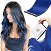 RUNATURE Extension Biadesive Capelli Veri Blu 40cm 10 Pezzi Extension Capelli Invisibile 25g #Blue