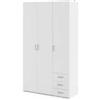 Armadio space con 3 ante e 3 cassetti bianco, 115,8x49,5x200,4 cm