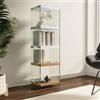 DEGHI Libreria 40x131h cm in vetro temperato con ripiani bianco e rovere - City