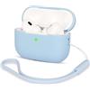AOTUAO Compatibile con AirPods PRO 2 Custodia Case Cover, Case Protettiva Antiurto Antiscivolo in Silicone per AirPods PRO 2 Seconda Generazione 2022 Custodia con Silicone Lanyard, Denim Blue