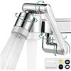 DUNSOO 1440 ° Estensione del Rubinetto,Aeratore per Rubinetto con 2 Modalità di Uscita dell'acqua,Testina Spruzzatore Girevole Filtro Rubinetto Antispruzzo per Cucine e Bagno,M20/M22/M24